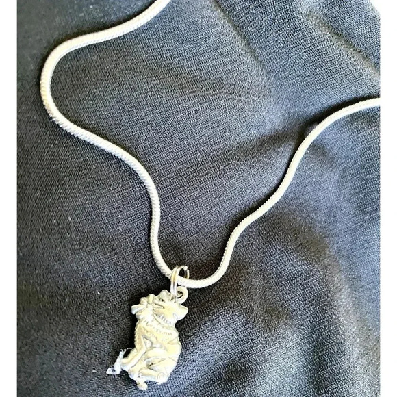 Women's Fashion Metallic Silverplated Necklace with Cat Kitty Pendant Charm - Picture 3 of 5